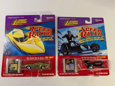 (2) Johnny Lightning Speed Racer Die Cast Cars With Animation Cels 32 and 36 - Image 1 of 4