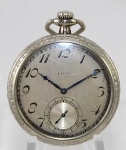 1927 Elgin 7 Jewels 3/4 Plate Pendant Wind & Set Pocket Watch - Picture 1 of 13
