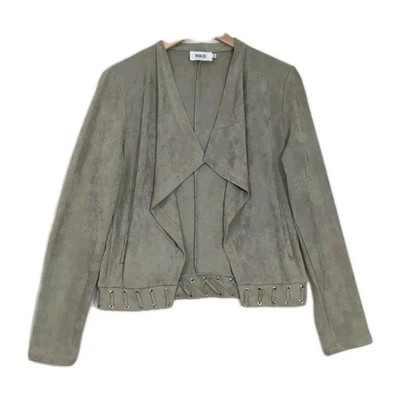 Chaqueta de gamuza sintética con hebilla BKE para mujer M verde salvia ligera elástica boho occidental Foto 1 de 4