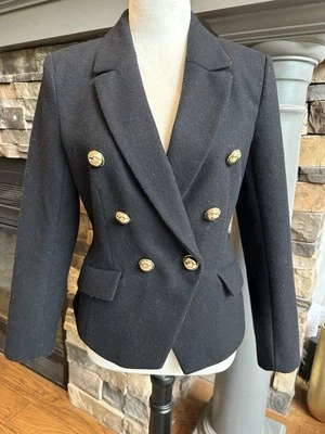 Blazer Halógeno X Atlantic-Pacific Doble Pecho Mezcla Lana - Negro - 4 EE. UU. USADO EN EXCELENTE ESTADO! Foto 1 de 4