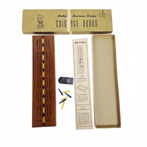 Vntg Drueke #5 Authentic American Design Cribbage Board With Original Box - Picture 1 of 5