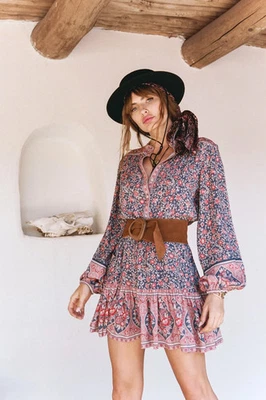 Vestido Spell & The Gypsy Jasmine Play Talla XS Boho Hippie Mini Floral Foto 1 de 4