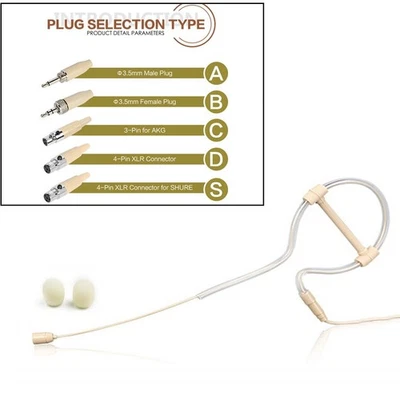 Single-ear Headset Microphone Replacement Wireless-TA4F XLR 3 Pin Beige - Image 1 of 4