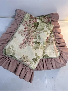 Vintage 2 Cottagecore Floral Hortensie Queen Kissenbezüge Creme Grün Rose Rüschen Bd - Bild 1 von 12