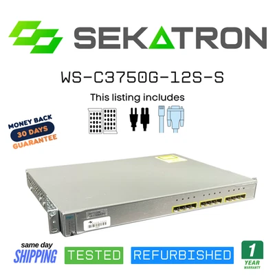🔀 Cisco WS-C3750G-12S-S Catalyst 3750G Series Switch  • 12-Port Gigabit Switch - Image 1 of 2