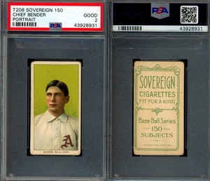 1909 T206 Chief Bender Portrait Philadelphia A's HOF PSA 2 ***Sovereign 150***