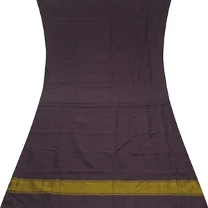 Vintage Dark Gray 100% Pure Silk Handloom Sari Remnant 4YD Craft Fabric Scrap - Picture 1 of 4