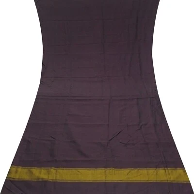 Vintage Dark Gray 100% Pure Silk Handloom Sari Remnant 4YD Craft Fabric Scrap - Image 1 of 4