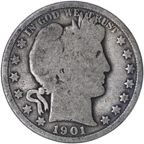 1901 (P) Barber Half Dollar 90% Silver Good GD See Pics N160 Cover