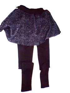 ASOS teen Wednesday Skirted Legging 14-16 herringbone print black gray 26-28W KS - Picture 1 of 8