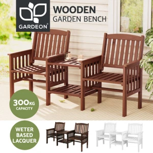 Gardeon Wooden Garden Bench Seat Table Loveseat Outdoor Furniture Patio Park - Picture 1 of 36