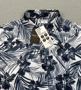 Yatta Polo Shirt Mens Small Indigo Tropics Floral Golf Performance Stretch NEW - Picture 1 of 9