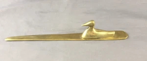 Vintage Solid Brass 9" Long Letter Mail Envelope Opener with Duck Bird - Picture 1 of 8