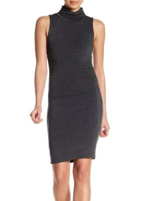 Velvet Torch 158217 Women's Ruched Sleeveless Turtleneck Dress Charcoal Sz. M - Image 1 of 3