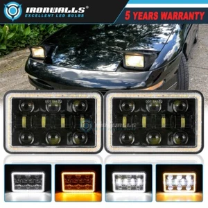 Pair 4x6'' LED Headlights Hi-Lo Beam For Ford Mustang Probe Pontiac Grand Prix - Picture 1 of 12