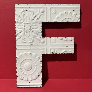 Shabby Chic Wood/Metal Hanging Letter F Antique White 11 11/16” New - Picture 1 of 5