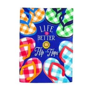 Evergreen Life is Better in Flip Flops Applique Garden Flag 12.5" x 18" - Picture 1 of 1