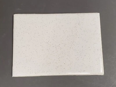 Vtg 1 AO Ceramic Tile WIDE White w/Black Flecks Rectangle 4 1/4 x 6 Glossy NOS - Image 1 of 4