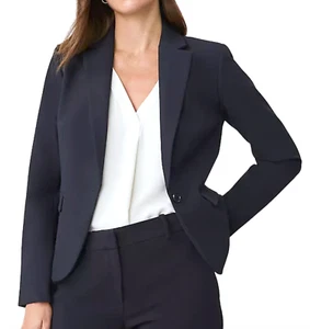CHAQUETA BLAZER ANN TAYLOR AZUL MARINO CON MUESCAS DE UN BOTÓN ELÁSTICA SIN TEMPORADA TALLA 12 NUEVA - Imagen 1 de 7