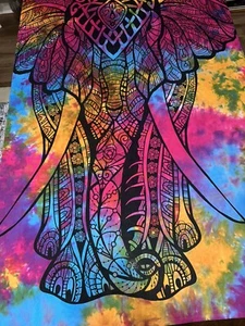 Tapestry Decorative Wall Hanging Hippie Boho Colorful Decor 60" X 50" Elephant - Picture 1 of 4