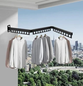 Estante de secado de ropa de acero al carbono estante de secado de ropa plegable montado en la pared - Imagen 1 de 11