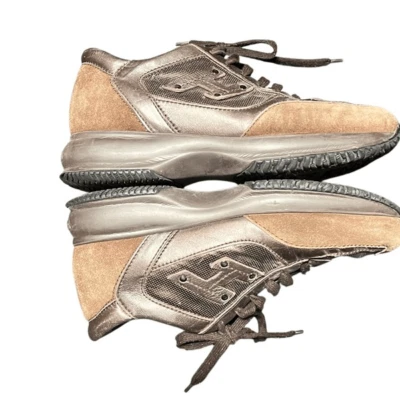 Zapatillas Hogan Marrón Gamuza Metálicas Talla 37.5 Hechas en Italia Foto 1 de 4