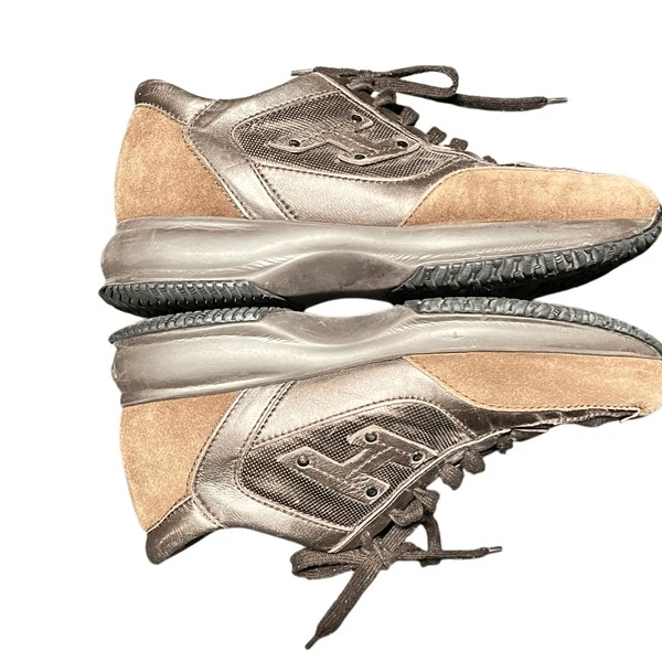 Hogan Brown Suede Metallic Sneakers Size 37.5 Made in Italy - Image 1 of 4