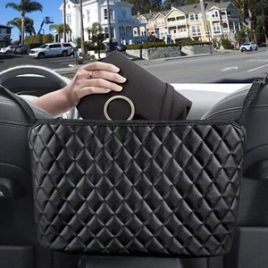 Car Handbag Holder, Leather Seat Back Organizer Mesh Large Capacity Bag for Purs - Picture 1 of 2