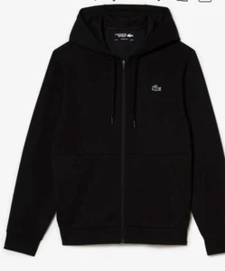 NWT Men’s Lacoste Full Zip Up Black Hoodie Jacket 9/4XL NEW - Picture 1 of 4