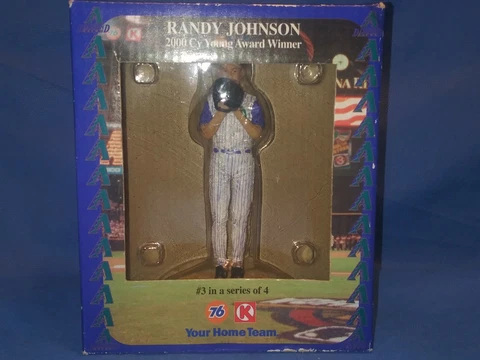 Lot of 2 Randy Johnson Hartland Cy Young Winner Figures. 2000-2002 Diamondbacks Cover
