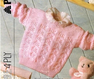 Jumper shoulder buttoning baby to 4y/o knitting pattern 4 ply copy 41-61 cm - Picture 1 of 2