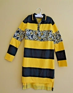 Girls Art Class Charcoal/Yellow Polo Cotton Dress Asymmetric Hem in size M (7-8) - Picture 1 of 5