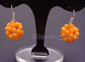 Big 15-16mm Orange 4-5mm Coral handwork Weaving Round Ball dangle Earring-ear479 - Picture 1 of 12