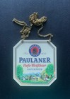 Zapfhahnschild "Paulaner Hefe - Weißbier", mit Kette.