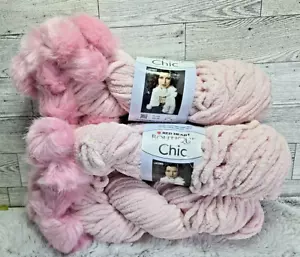 Red Heart Boutique Chic Yarn Blush Pink Pom LW2965 Three Skeins Soft Chenille - Picture 1 of 8