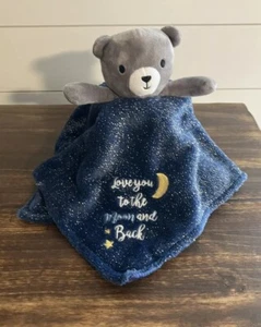Baby Starters Teddy Bear Lovey Love You To The Moon And Back Satin Navy Sky 13” - Picture 1 of 7
