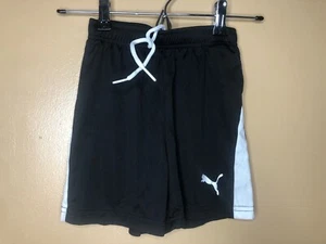 PUMA Boys Size S/P Shorts Black White Basketball Athletic Drawstring Waist - Picture 1 of 12