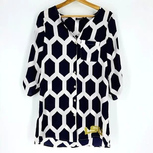 Gameday Couture lila weiß gold bedruckt V-Ausschnitt LSU Tasche Tunika Top Gr. S - Bild 1 von 9