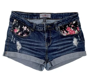 Iris Jeans modern vintage cuffed denim shorts shorties distressed sz Large - Picture 1 of 4