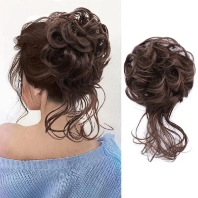 2pcs Messy Bun Hair Piece Tousled Updo Hair Buns Extension Elastic Hair Band - Image 1 of 4