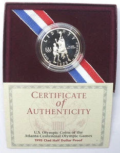 1995 Atlanta Olympic Proof Clad Half Dollar Basketball Coin US Mint - J188 - Picture 1 of 4