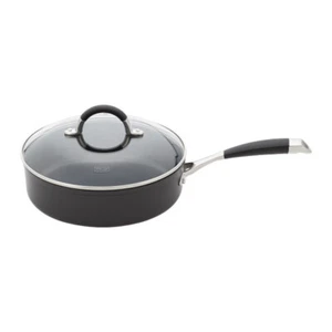 STELLAR 3000 FORGED 24CM NON STICK SAUTE PAN & LID BLACK S318B - Picture 1 of 6