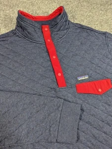 Patagonia Organic Cotton Quilt Snap T Pullover Mens XXL 2XL Blue Red Hike 25371 - Picture 1 of 11