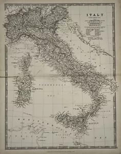 1889 Italy Hand Coloured Original Antique Map by Johnston - Picture 1 of 3