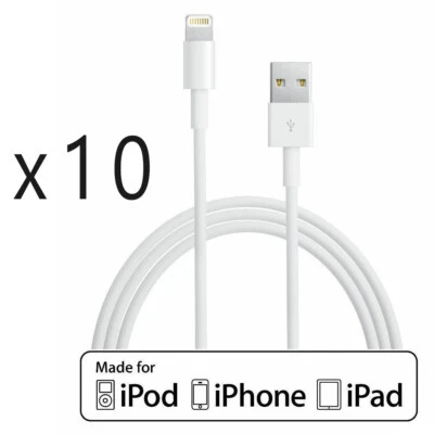 10 Pack 10ft MFI-Certified USB Charger Cable for Apple iPhone 14 13 12 11 Plus X - Image 1 of 2