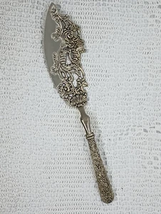Godinger Silver Plated Ornate Floral Art Nouveau 12" Cake Slice Server Wedding - Picture 1 of 6