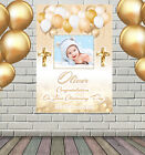 LARGE CHRISTENING BAPTISM POSTER BANNER PERSONALISED Neutral Any Name Text