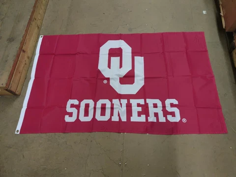 Officially Licensed NCAA Oklahoma Sooners Team Logo 3' x 5' House Flag Red Cover