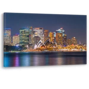 Sydney Harbour Skyline at Night Opera House Canvas Wall Art Picture Print - Picture 1 of 5