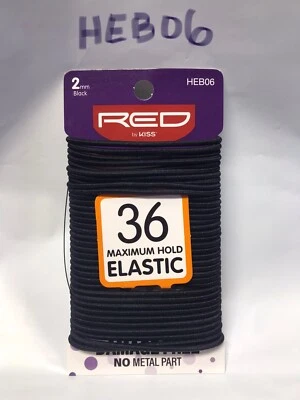 RED by Kiss 36 AXIMUM HOLD ELASTIC PONYTAIL HOLDER NO METAL PART HEB06 - Image 1 of 3